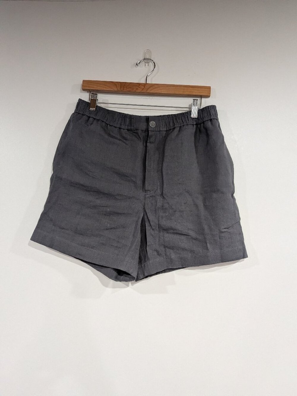 Pangaia 100% Linen Elastic Waist Shorts Grey Size Small